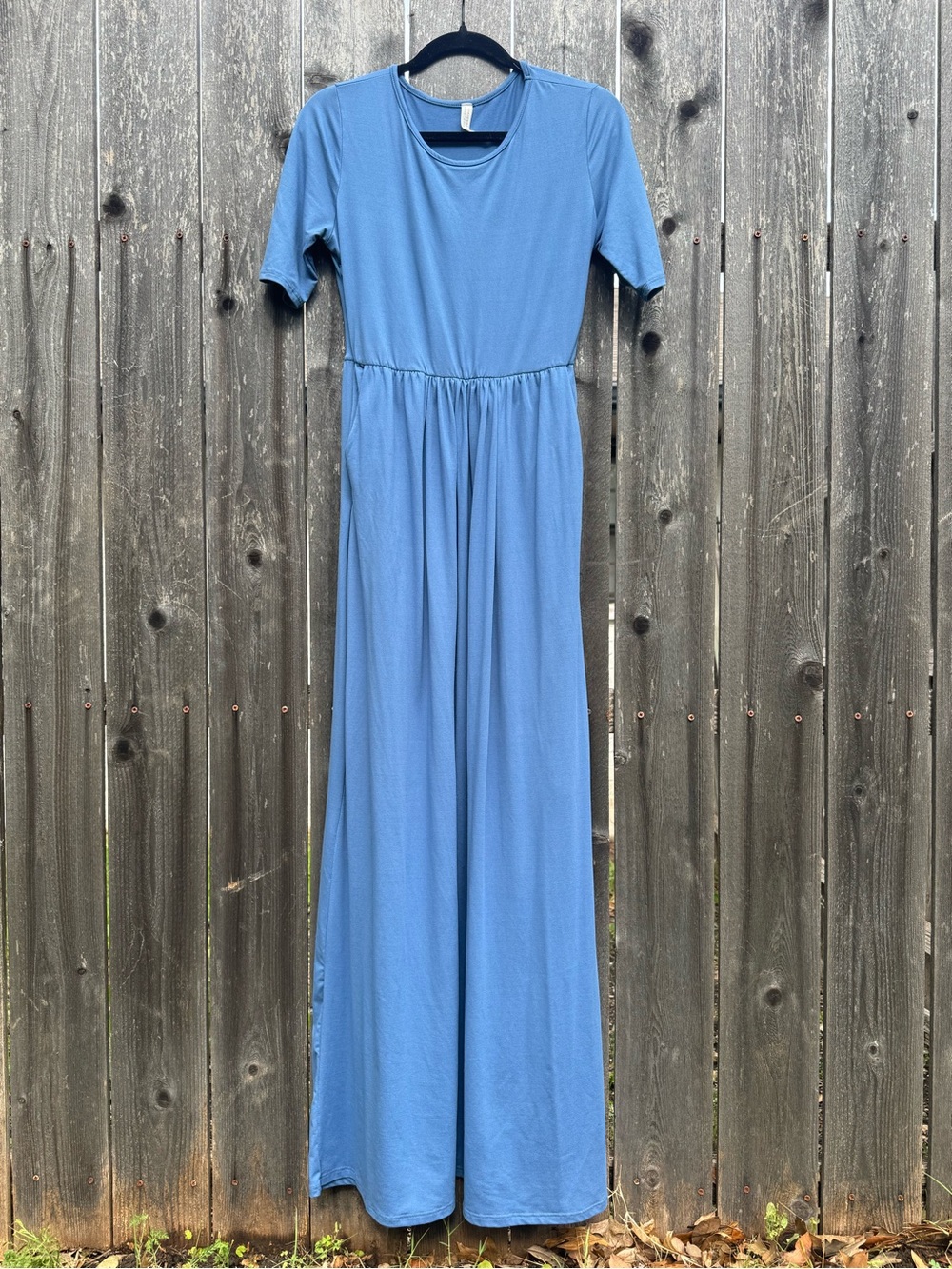 Flamingo Urban Blue Short-Sleeve Maxi Dress Baby Bump and Nursing Friendly